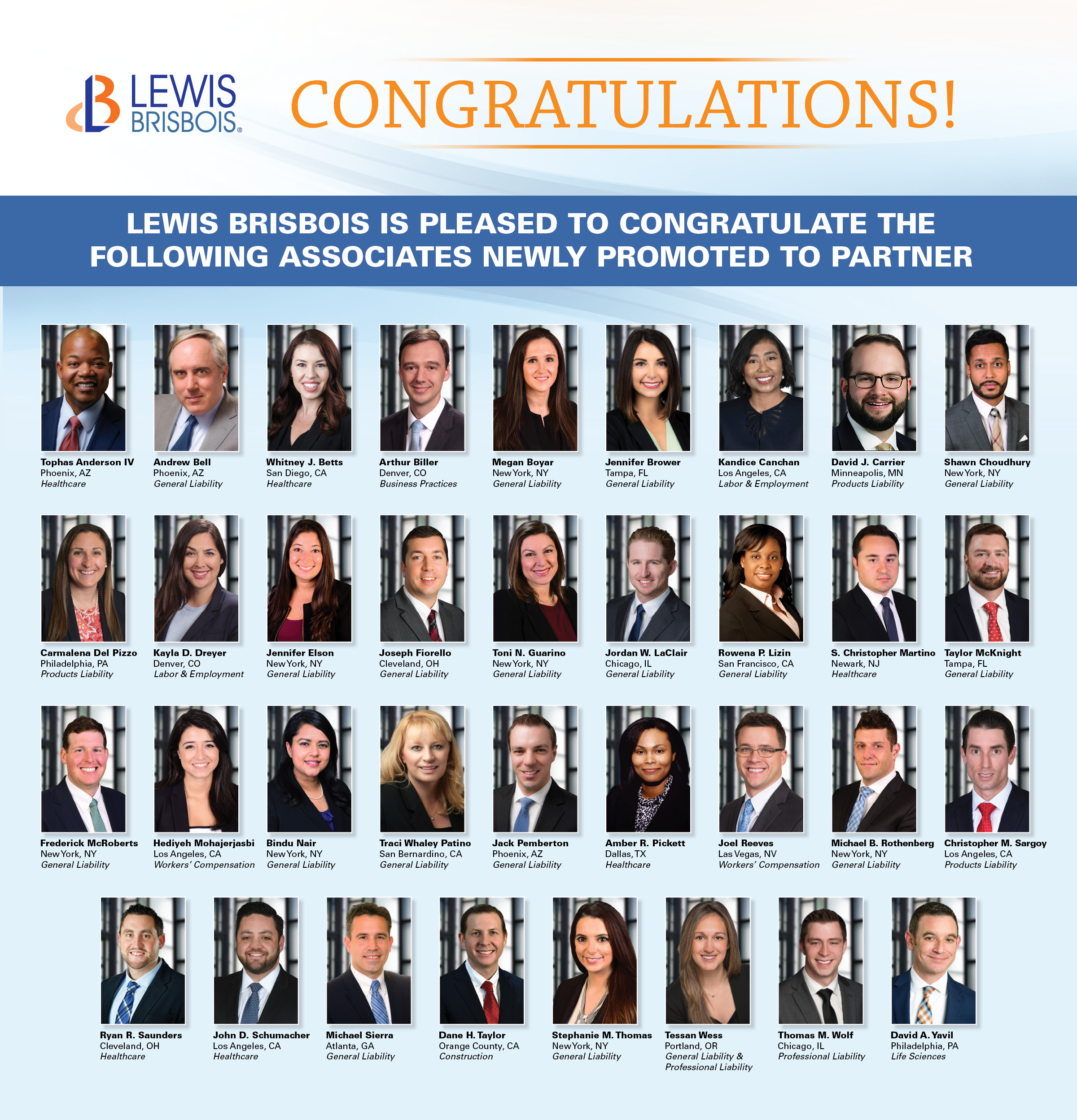 Lewis Brisbois Promotes 35 To Partnership Lewis Brisbois Bisgaard Smith Llp